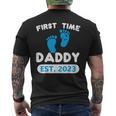 First Time Daddy Est 2023 Fathers Day Grandparents Son Mens Back Print T-shirt