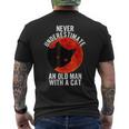 Funny Cat Lover Never Underestimate An Old Man With A Cat Mens Back Print T-shirt