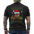 Dog Lovers Yorkie Santa Hat Ugly Christmas Sweater Men's T-shirt Back Print