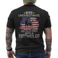 Funny Never Underestimate An Old Man With A Rottweiler Mens Back Print T-shirt
