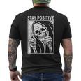 Funny Skull Stay Positive Skeleton Halloween Motivational Mens Back Print T-shirt