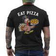Thanksgiving Turkey Eat Pizza Vegan Thanksgiving Fun Men's T-shirt Back Print