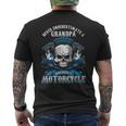 Grandpa Biker Never Underestimate Motorcycle Skull Grandpa Funny Gifts Mens Back Print T-shirt