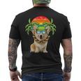 Hawaiian Corgi Dog Wearing Sunglasses Sunset On Beach Summer Mens Back Print T-shirt