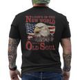 Living In The New World With An Old Soul America Flag Retro Men's T-shirt Back Print
