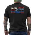Loves Jesus And America Too Patriotic 4Th Of July Christian Men's Crewneck Short Sleeve Back Print T-shirt