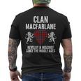 Macfarlane Clan Scottish Name Coat Of Arms Tartan Family Mens Back Print T-shirt