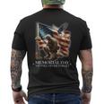 Memorial Day Land Of Free Never Forget Veterans America Flag Mens Back Print T-shirt