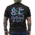 Mermaid Birthday Girl 8 Year Old Its My 8Th Bday Mermaid Mens Back Print T-shirt