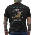 Merry Pitmas Ugly Christmas Sweater Pit Bull Lovers Men's T-shirt Back Print