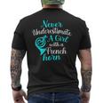 Never Underestimate A Girl Funny French Horn Player Gift Mens Back Print T-shirt