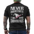 Never Underestimate A Snowboard Girl Funny Snowboarding Gift Mens Back Print T-shirt