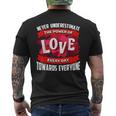 Never Underestimate Love Motivational QuoteMens Back Print T-shirt