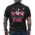 In October We Wear Pink Breast Cancer Halloween Dog Paws Men's T-shirt Back Print