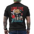 Patriotic Long Live Freedom Funny Skeleton 4Th Of July Patriotic Funny Gifts Mens Back Print T-shirt