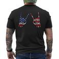Patriotic Usa Flag Skeleton Rock On Devil Horns 4Th Of July Patriotic Funny Gifts Mens Back Print T-shirt