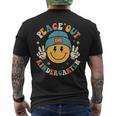 Peace Out Kindergarten Groovy Retro Happy Last Day Of School Mens Back Print T-shirt