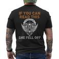 If You Can Read This She Fell Off Motorcycle Skull On Back Men's Back Print T-shirt