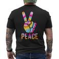 Retro 60’S 70’S Tie Dye Peace V Hand Sign Hippie Graphic Men's T-shirt Back Print