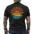 Retro Sunset Rays Wavy Vintage Retro Sunshine Sun Rays Vibes Mens Back Print T-shirt