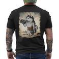 Siberian Husky Dog Muscle Training Weightlifting Dumbbell Mens Back Print T-shirt