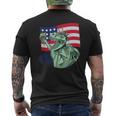 Statue Of Liberty Dinosaur American Flag 4Th Of July Usa Mens Back Print T-shirt