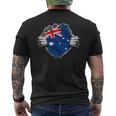 Superhero Australia Flag Aussie Hands Opening Shirt Chest Mens Back Print T-shirt