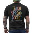 Teach Bravery Spread Kindness Accept Differences Autism Mens Back Print T-shirt