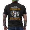 Never Underestimate Grandpa Who Is Also Loves Fishing Men's T-shirt Back Print