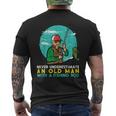 Never Underestimate Old Man Fishing Rod Fun Dad Grandpa Men Men's T-shirt Back Print