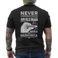 Never Underestimate An Old Man Harmonicist Harmonica Player Men's T-shirt Back Print