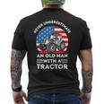 Never Underestimate An Old Man With A Tractor Retro Vintage Men's T-shirt Back Print