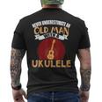 Never Underestimate An Old Man With An Ukulele Men's T-shirt Back Print