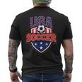 Usa Soccer - American Flag Football Player Mens Back Print T-shirt