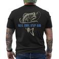 Vintage Fishing Reel Cool Step Dad Funny Fish Fathers Day Mens Back Print T-shirt