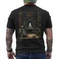 Vintage Halloween Spooky Ghost In The Library Gothic Men's T-shirt Back Print