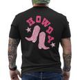 Vintage Pink Howdy Rodeo Western Country South Cowgirl Boot Rodeo Funny Gifts Mens Back Print T-shirt