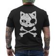 Vintage Pirate Cat Kitten Halloween Skull Cross Bones Halloween Funny Gifts Mens Back Print T-shirt