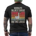 Vintage Worlds Silliest Goose On The Loose Funny Saying Mens Back Print T-shirt