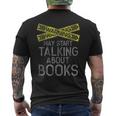 Warning May Start Talking About Books Funny Book Lover Mens Back Print T-shirt