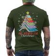 All Booked For Christmas Book Christmas Tree Lights Apparel Men's T-shirt Back Print