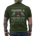 Making A Fist Checking You Twice Ugly Christmas Pajama Party Men's T-shirt Back Print