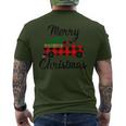 Merry Christmas Tree On Buffalo Plaid Truck Men's T-shirt Back Print