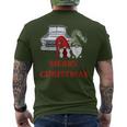 Merry Gnome Couple Old Pickup Truck Christmas Hotrod Holiday Men's T-shirt Back Print