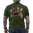 Sea Turtle Christmas Lights Santa Hat Merry Christmas Men's T-shirt Back Print
