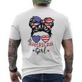 All American Girls 4Th Of July Messy Bun Girl Kids Men's Crewneck Short Sleeve Back Print T-shirt
