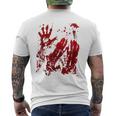 Bloody Handprint Red Blood Hands Splatters Zombie Outbreak Handprint Men's T-shirt Back Print
