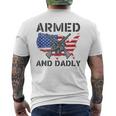 Fathers Day Pun Us Flag Deadly Dad Armed And Dadly Men's Back Print T-shirt