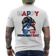 Happy Memorial Day 4Th Of July Messy Bun American Flag Men's Back Print T-shirt