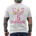 Kids Its My 5Th Birthday Unicorn Lover Kid 5 Years Old Birthday Mens Back Print T-shirt
